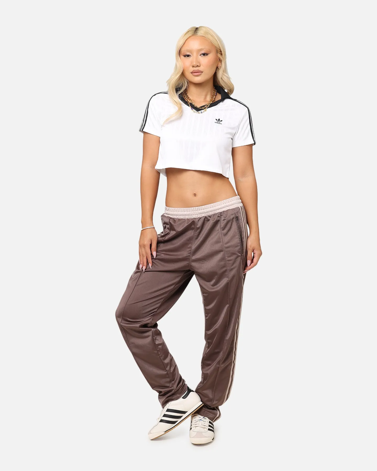 Adidas Women's Jacquard Crop Polo Shirt White