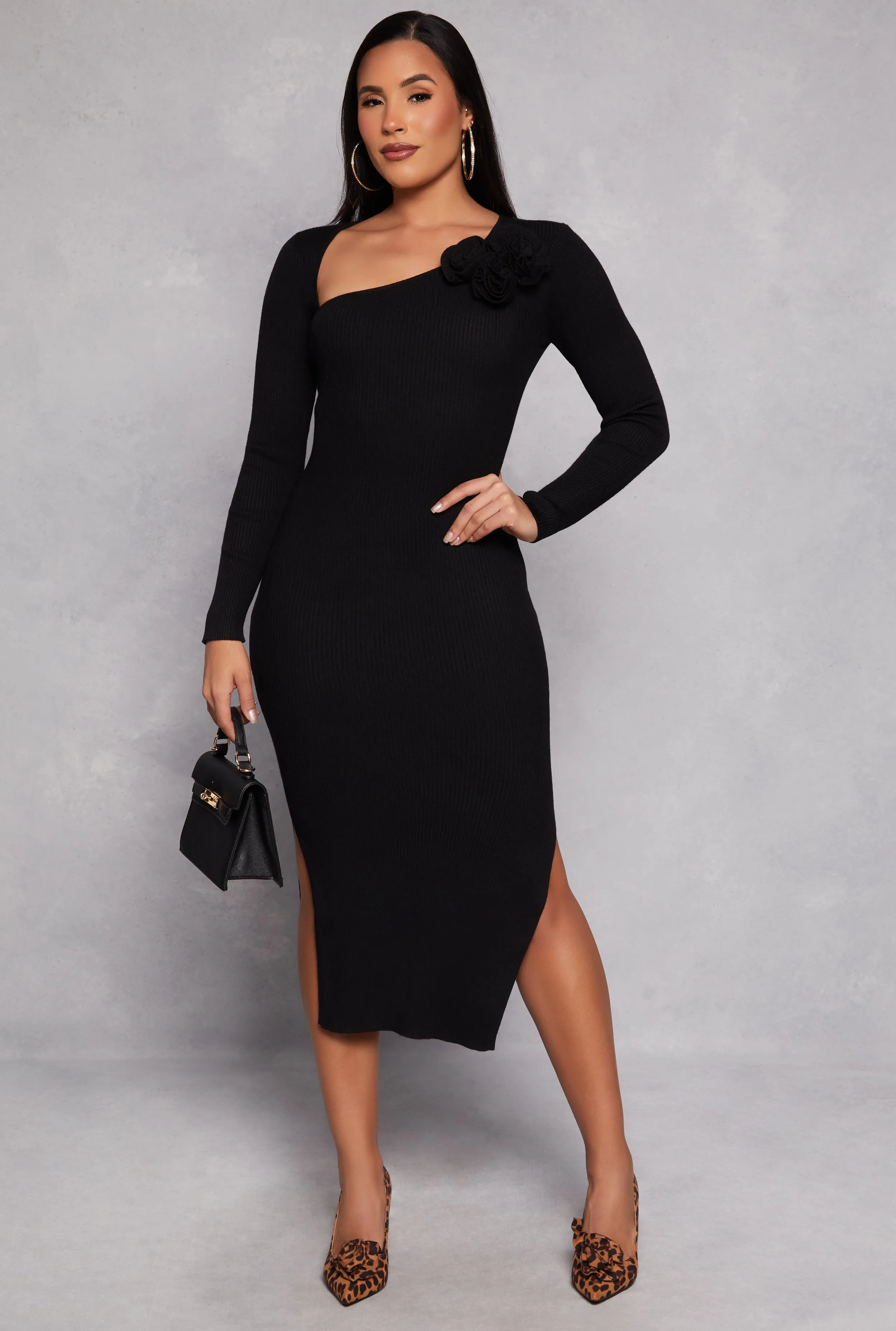 Almost Famous 3D Rose Sweater Dress