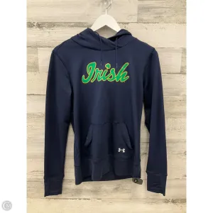 Athletic Top Long Sleeve Hoodie By Under Armour In Navy, Size: M