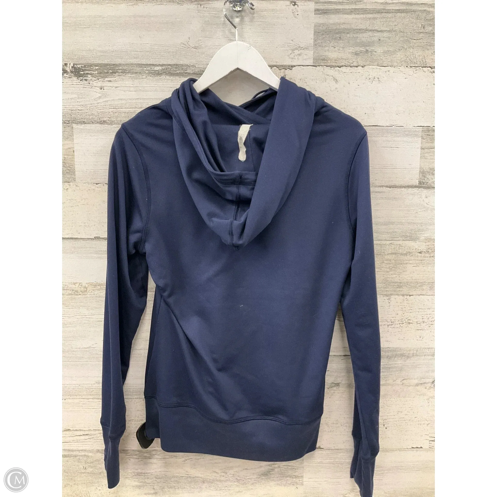 Athletic Top Long Sleeve Hoodie By Under Armour In Navy, Size: M
