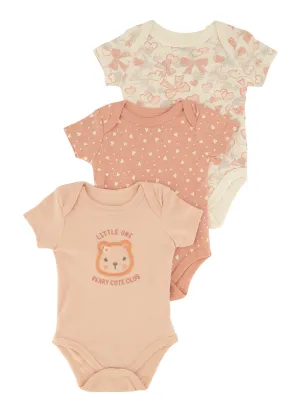 Baby Girls 0-9M Little One Bear Graphic Bodysuits 3 Pack