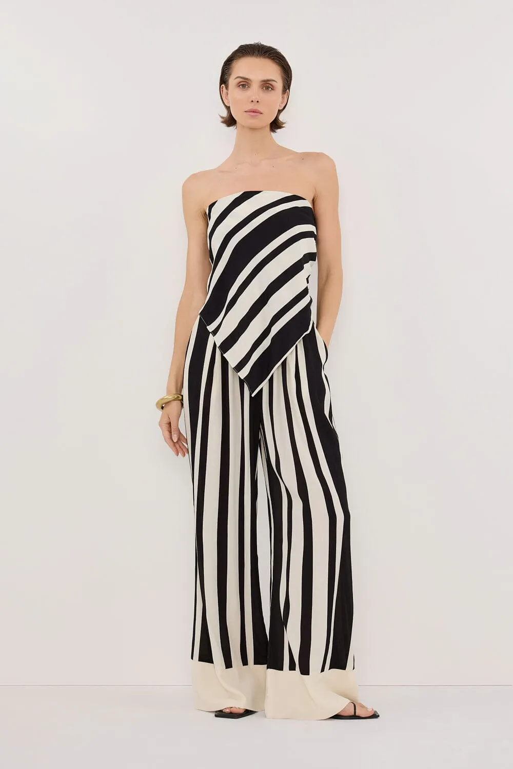 BEAU BLACK STRIPE SCARF TOP