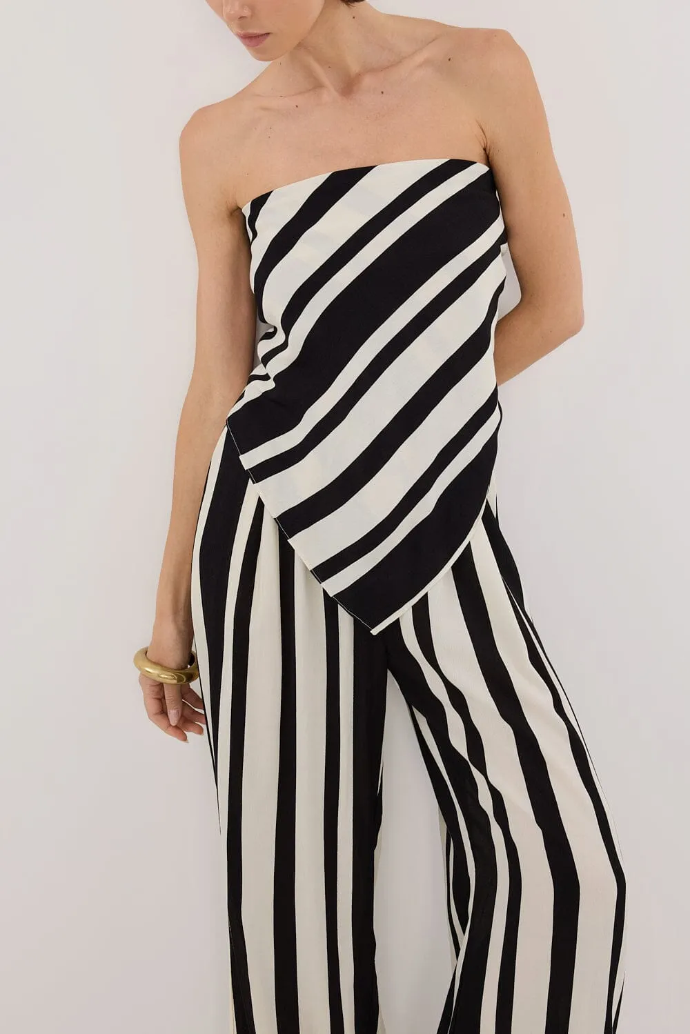 BEAU BLACK STRIPE SCARF TOP