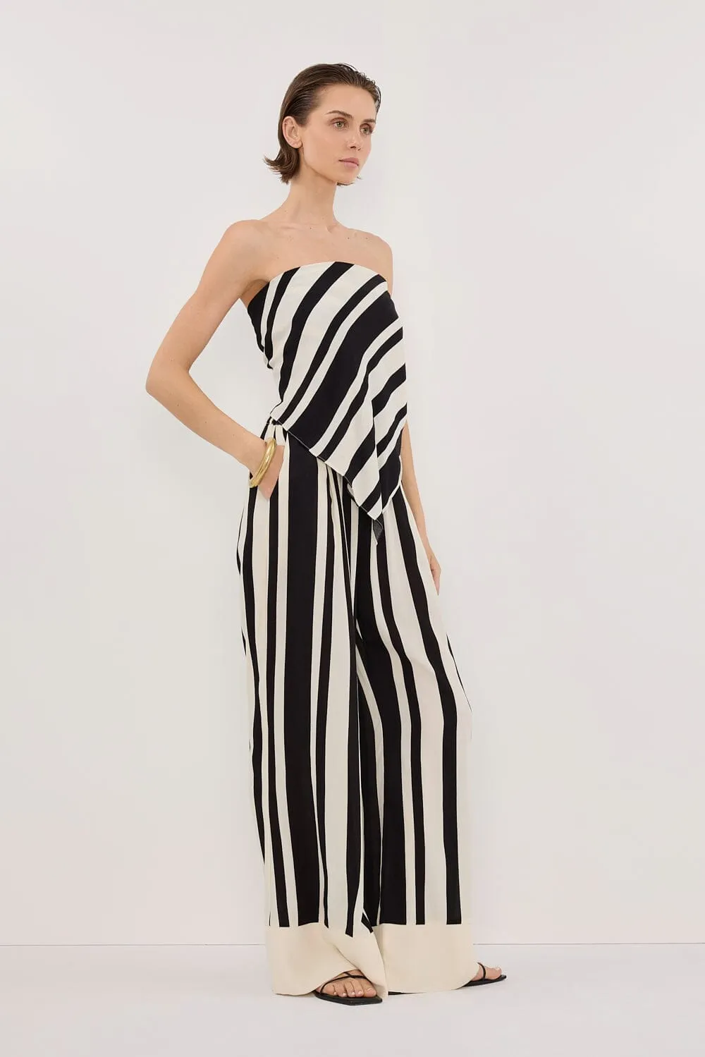 BEAU BLACK STRIPE SCARF TOP