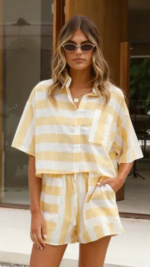 Belda Shirt and Shorts Set - Yellow Stripe