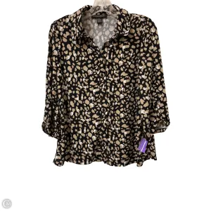 Blouse Long Sleeve By Carolyn Taylor In Black & Brown, Size: M