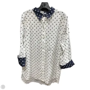 Blouse Long Sleeve By Chicos In Blue & White, Size: Xl
