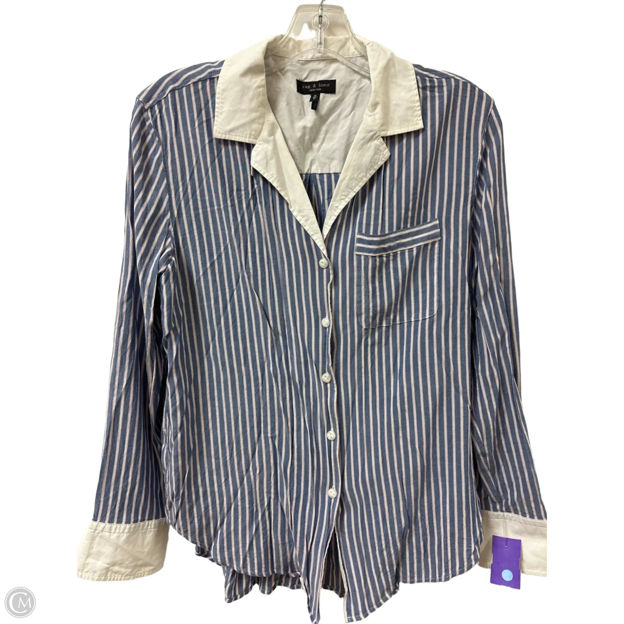 Blouse Long Sleeve By Rag And Bone In Blue, Size: M