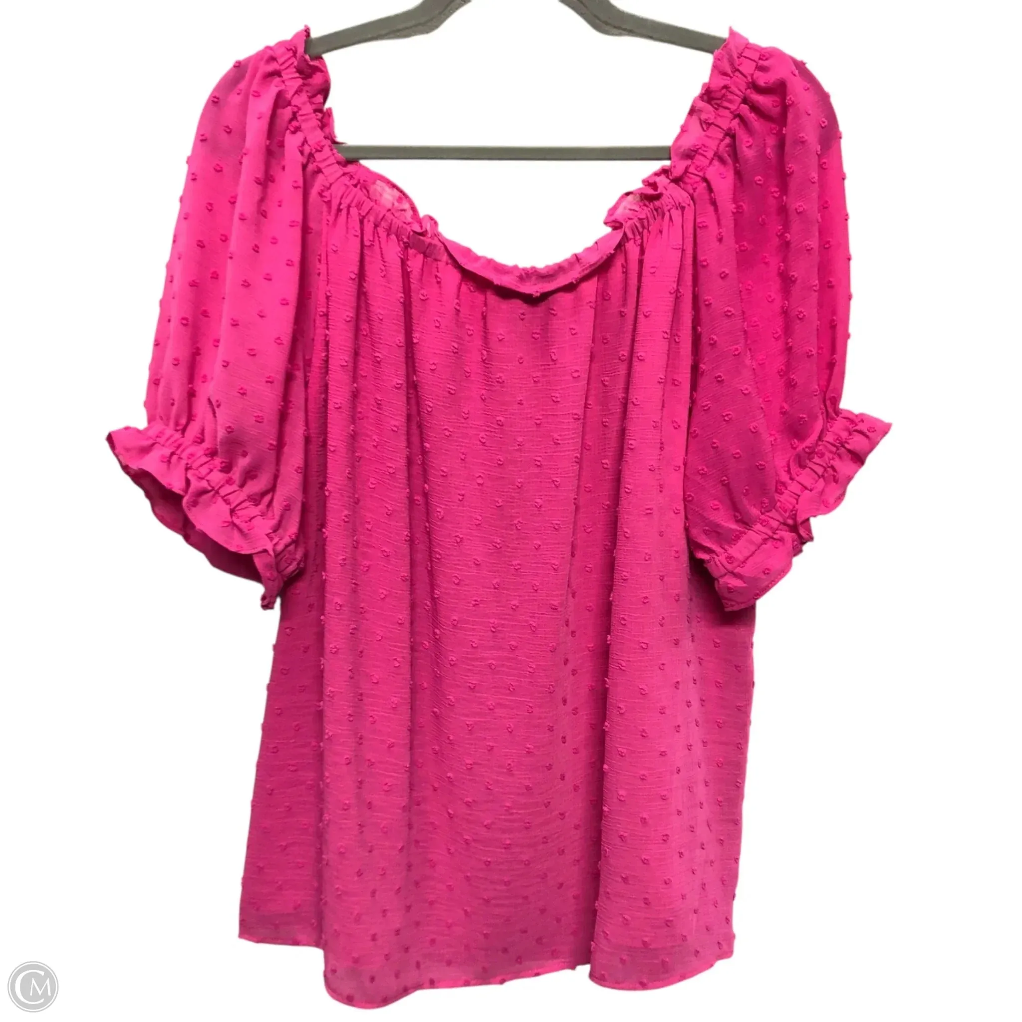 Blouse Short Sleeve By Cece In Pink, Size: 1x