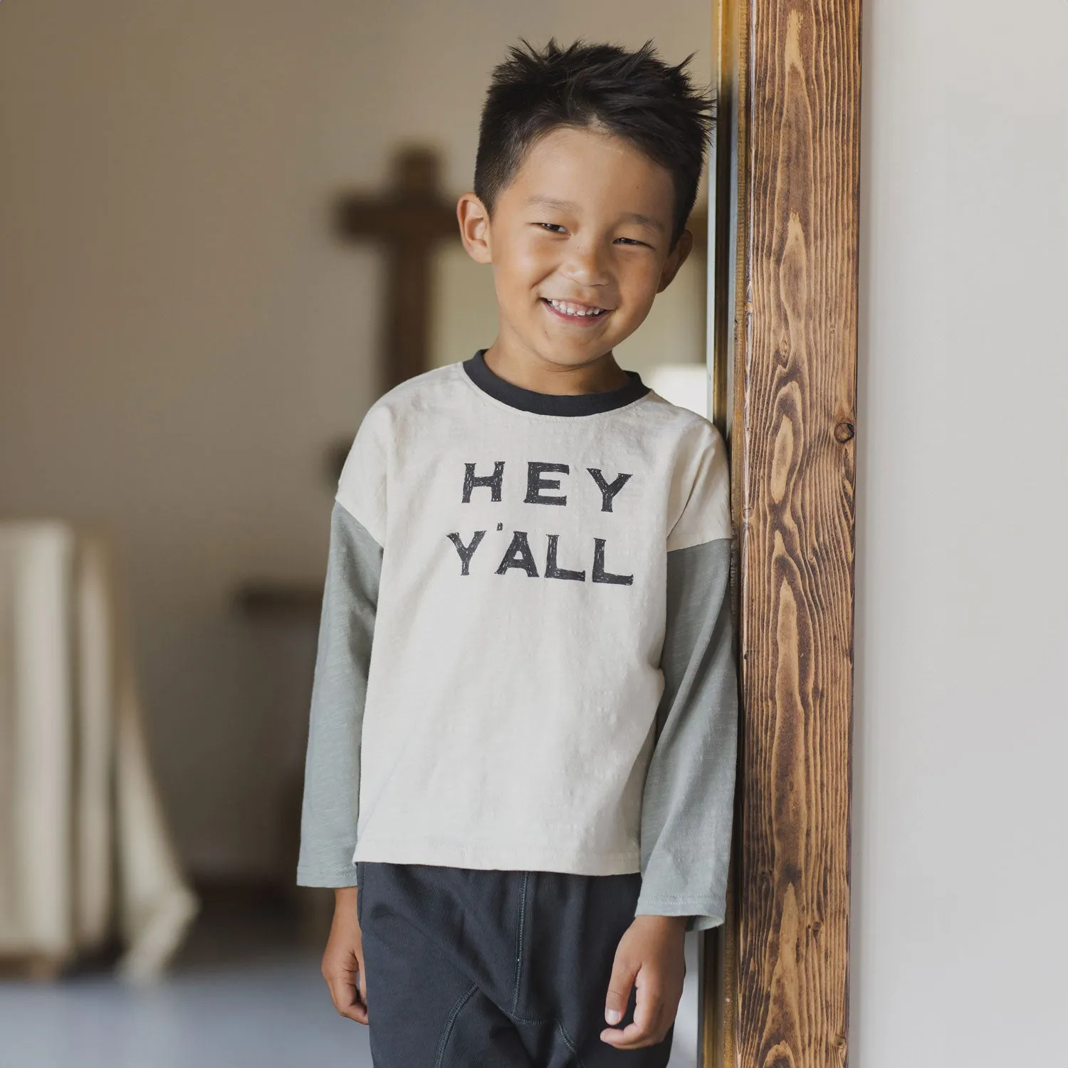 Camden Long Sleeve Tee - Hey Y'all - Natural - FINAL SALE