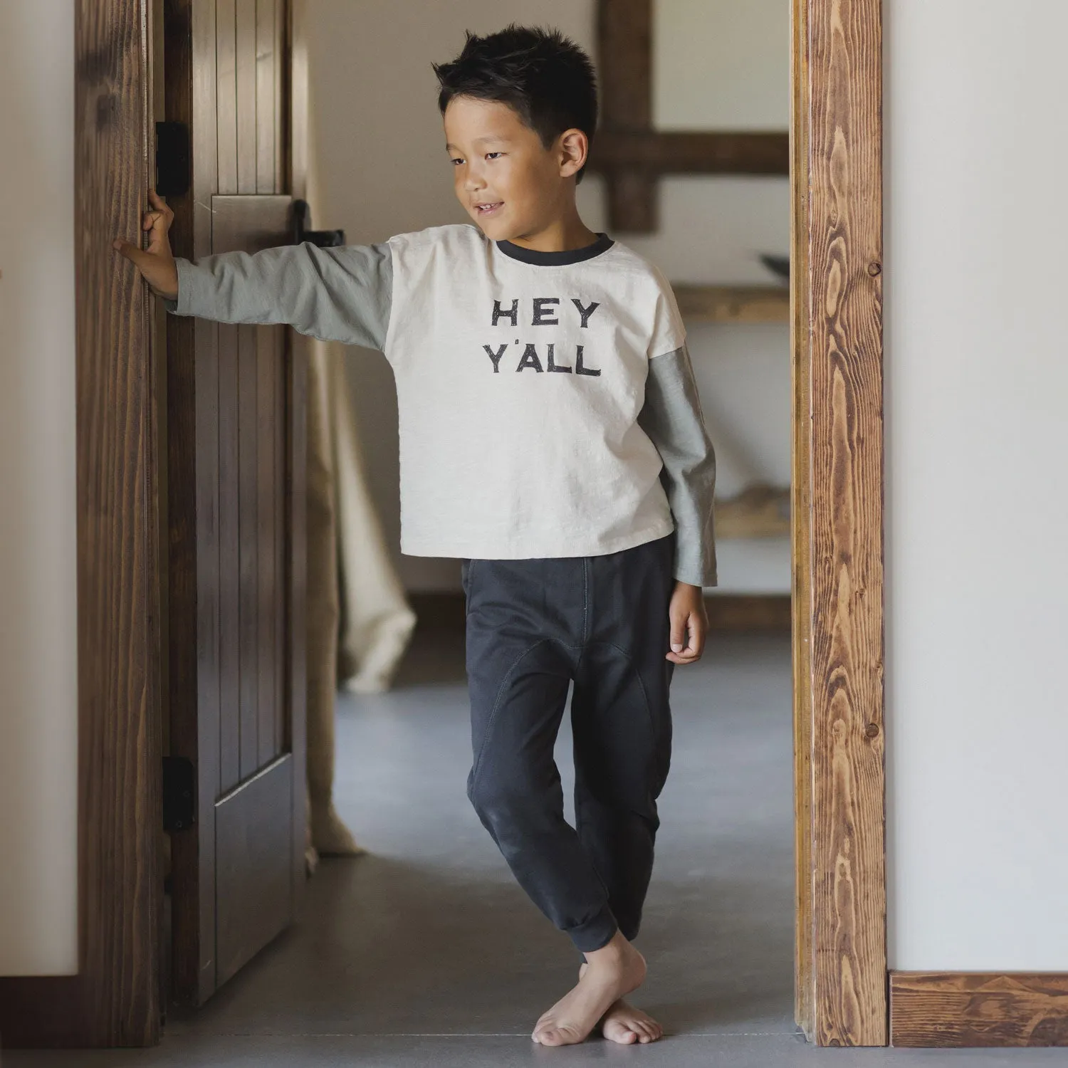 Camden Long Sleeve Tee - Hey Y'all - Natural - FINAL SALE