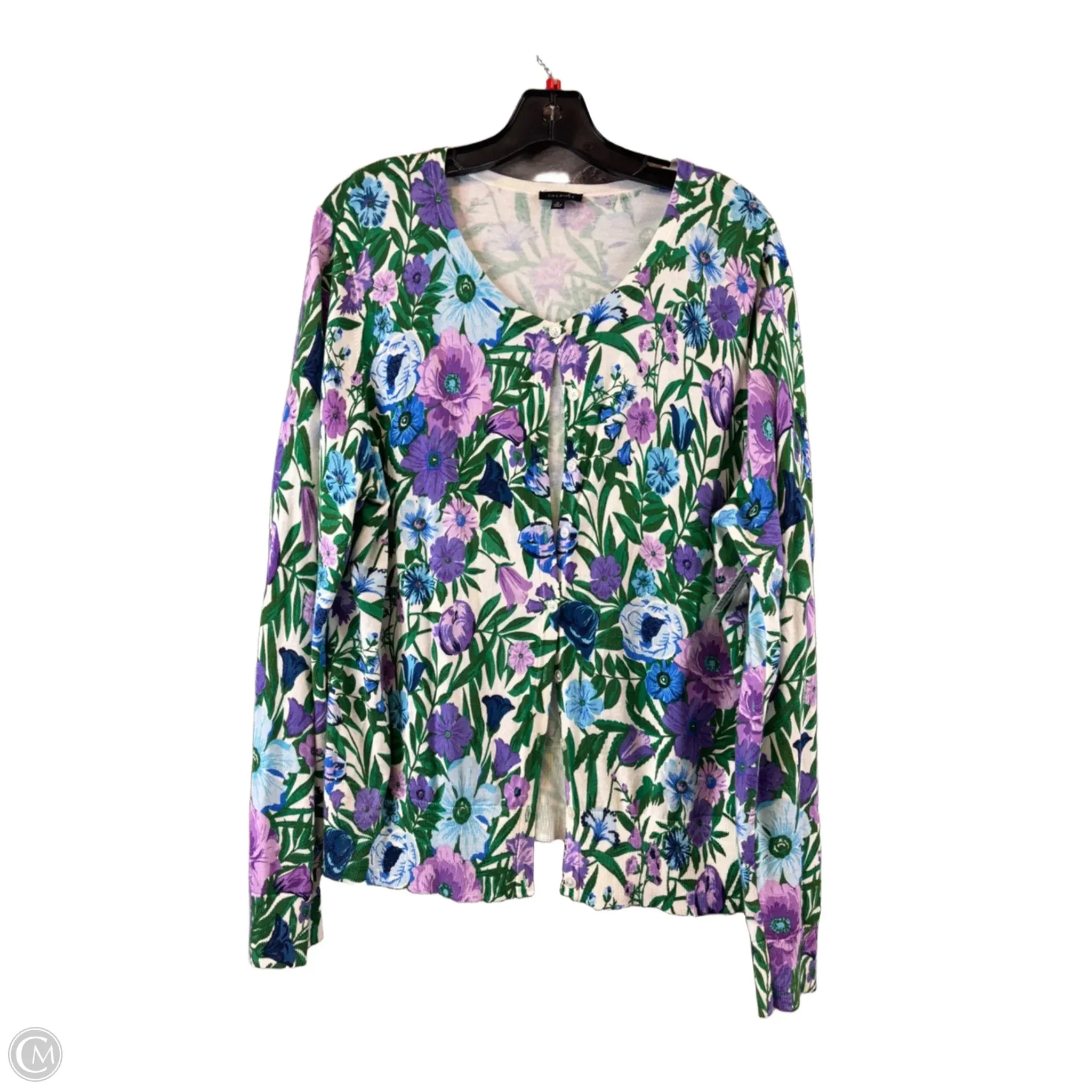 Cardigan By Talbots In Floral Print, Size: Xl