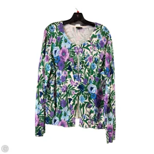Cardigan By Talbots In Floral Print, Size: Xl
