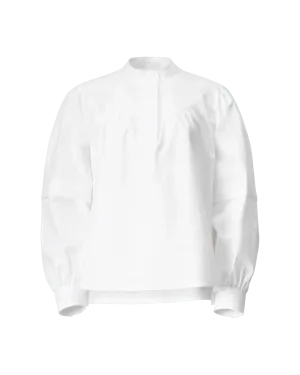 Collarless Puff Sleeve Blouse