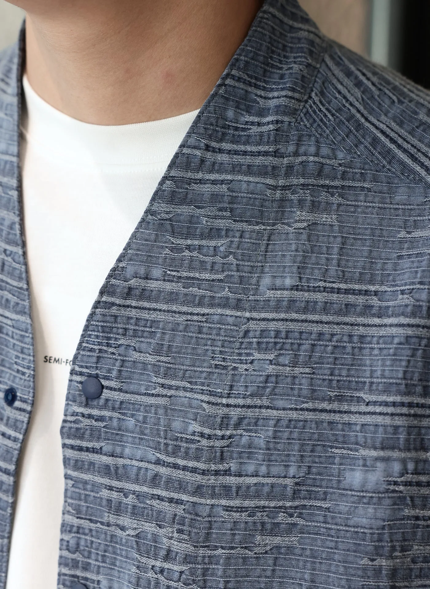 Cotton Linen Oriental Snap Button Shirt