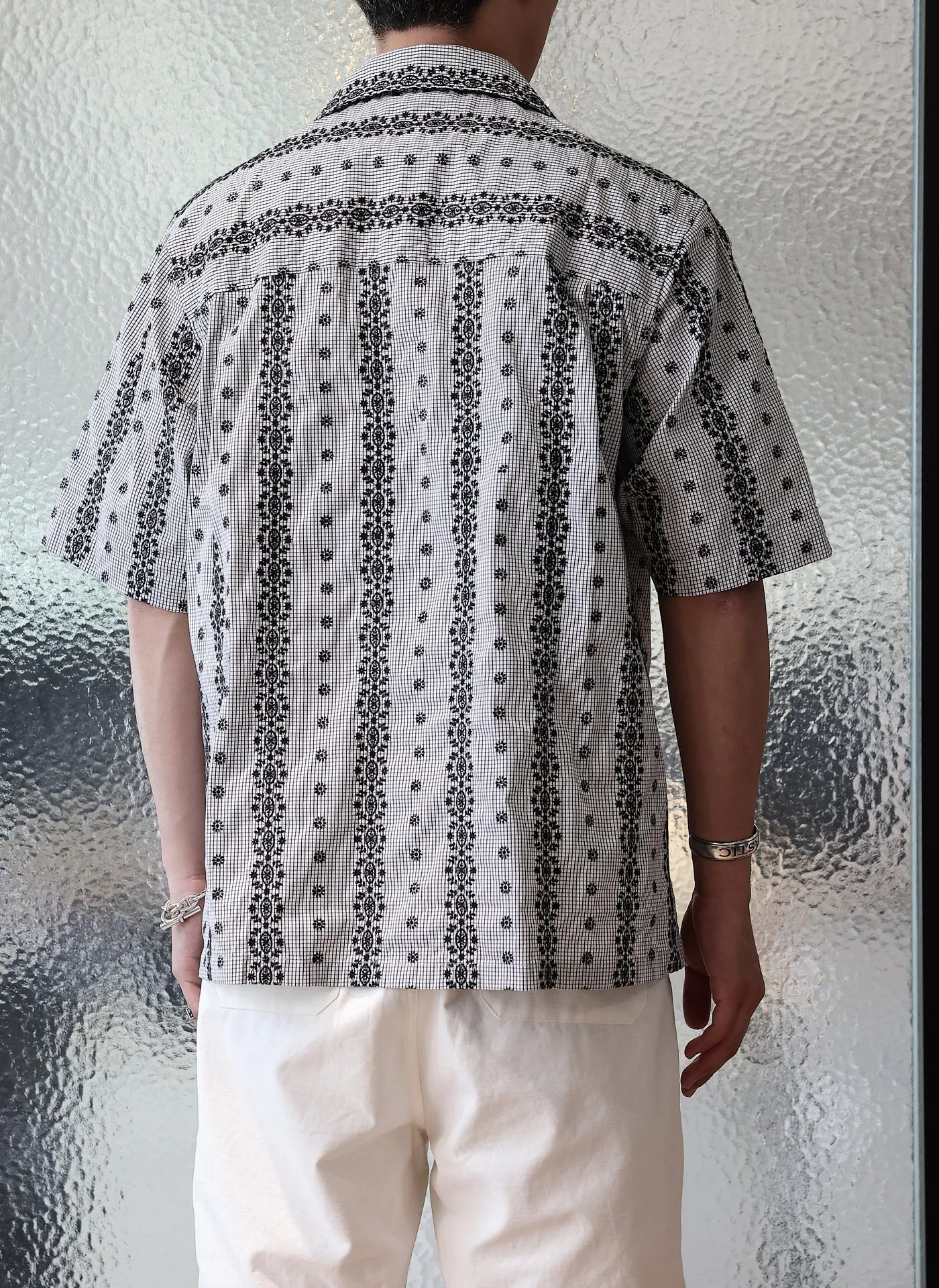 Cotton Nylon Sapndex Embroidery Open Collar Shirt