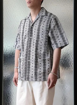 Cotton Nylon Sapndex Embroidery Open Collar Shirt