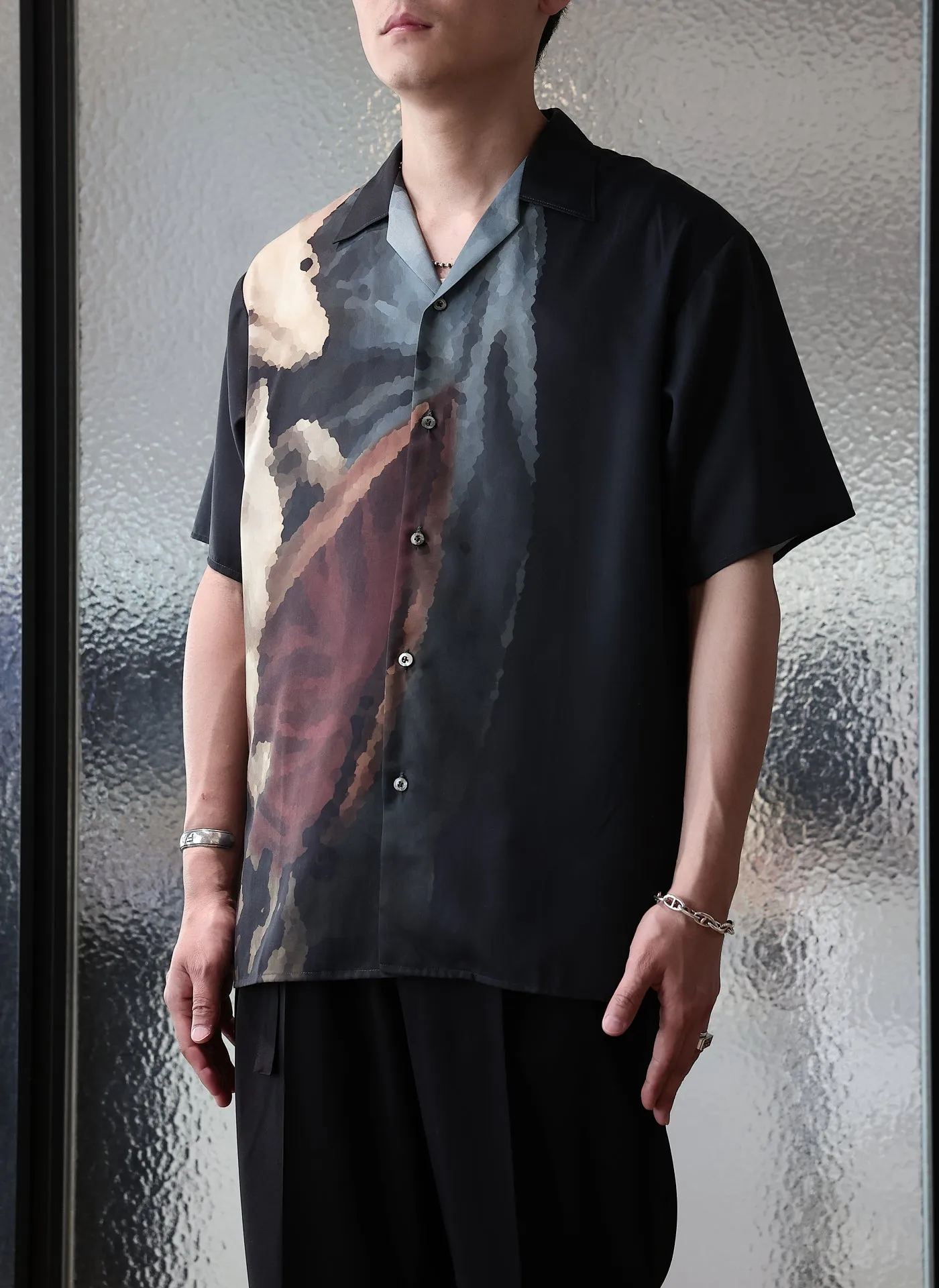 Dama Con Lermellino Polyester Open Collar Shirt