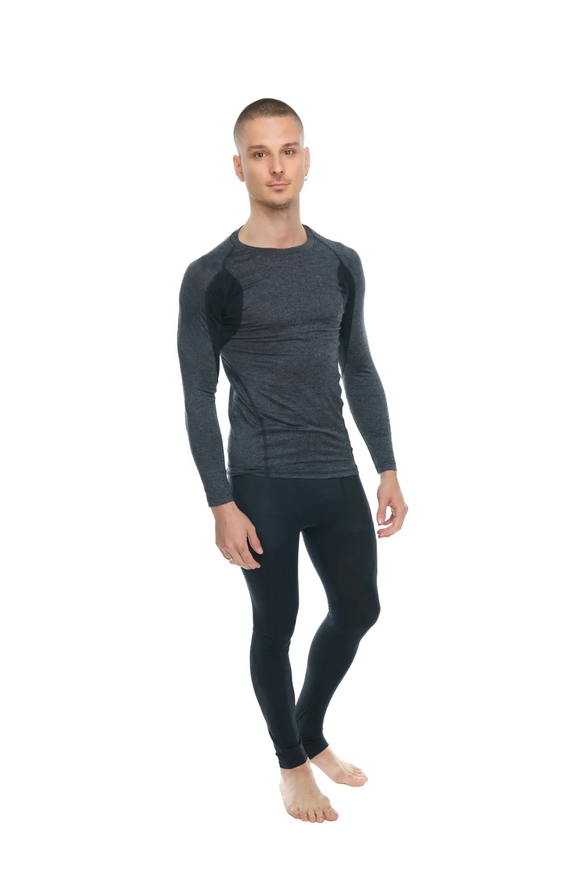 Designer Raglan Crew-Neck Tee - Long Sleeve (Charcoal w/Black Accent)