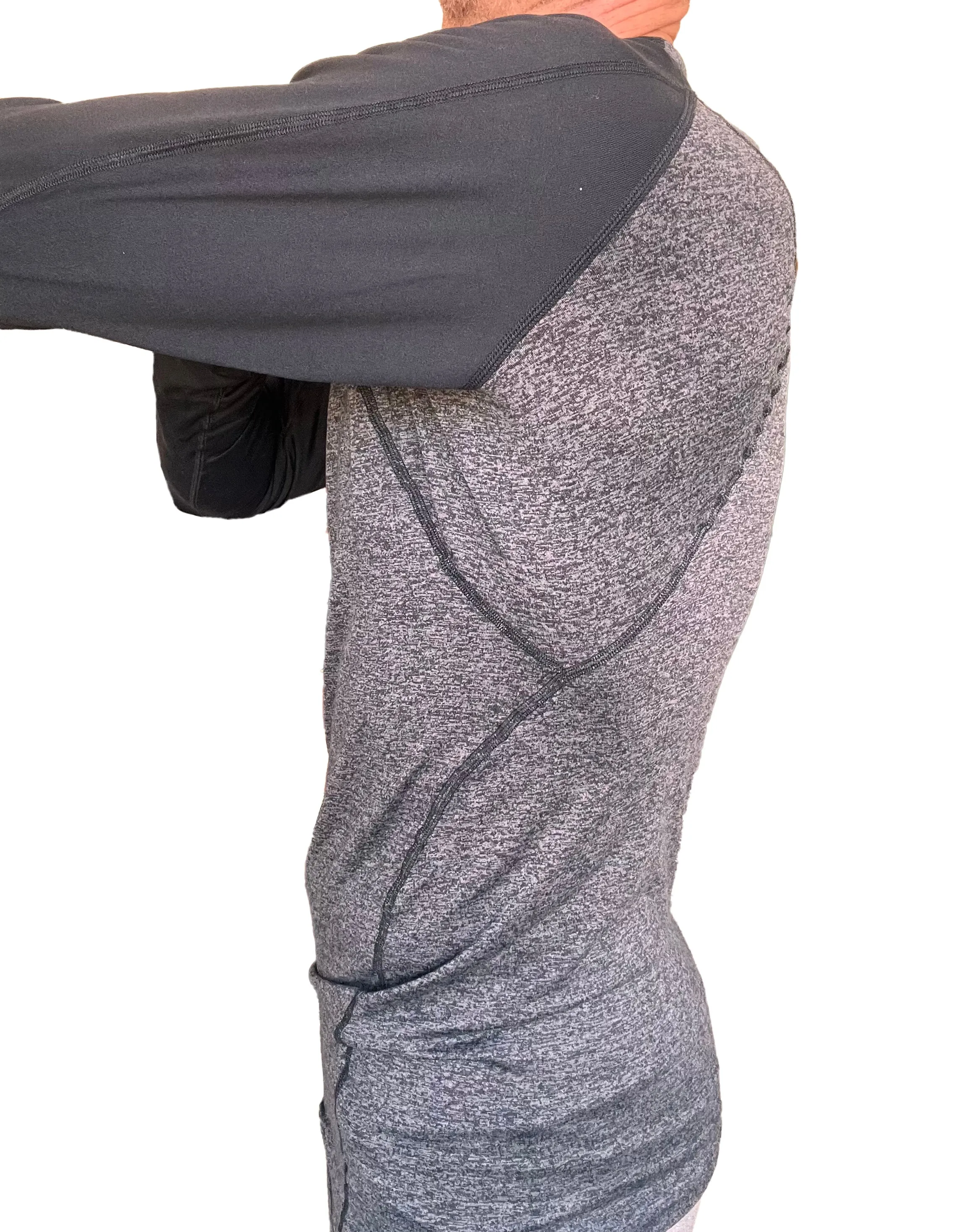 Designer Raglan Crew-Neck Tee - Long Sleeve (Charcoal w/Black Sleeve)