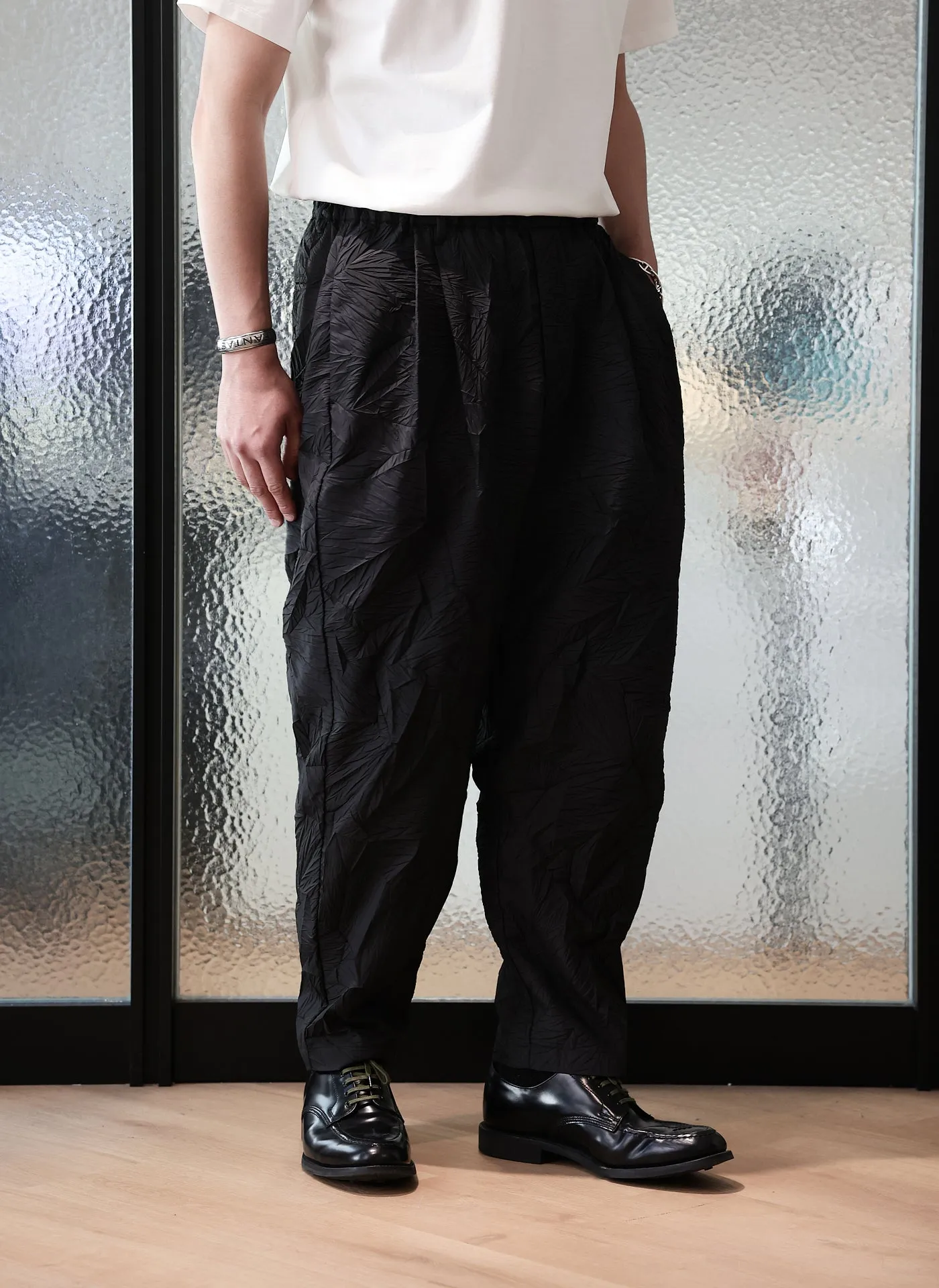 Distort Pleats Polyester Easy Pants