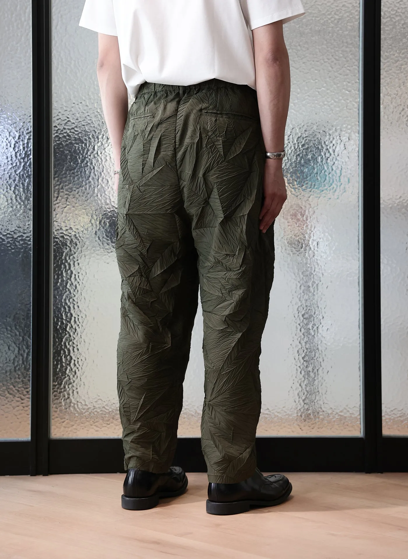 Distort Pleats Polyester Easy Pants