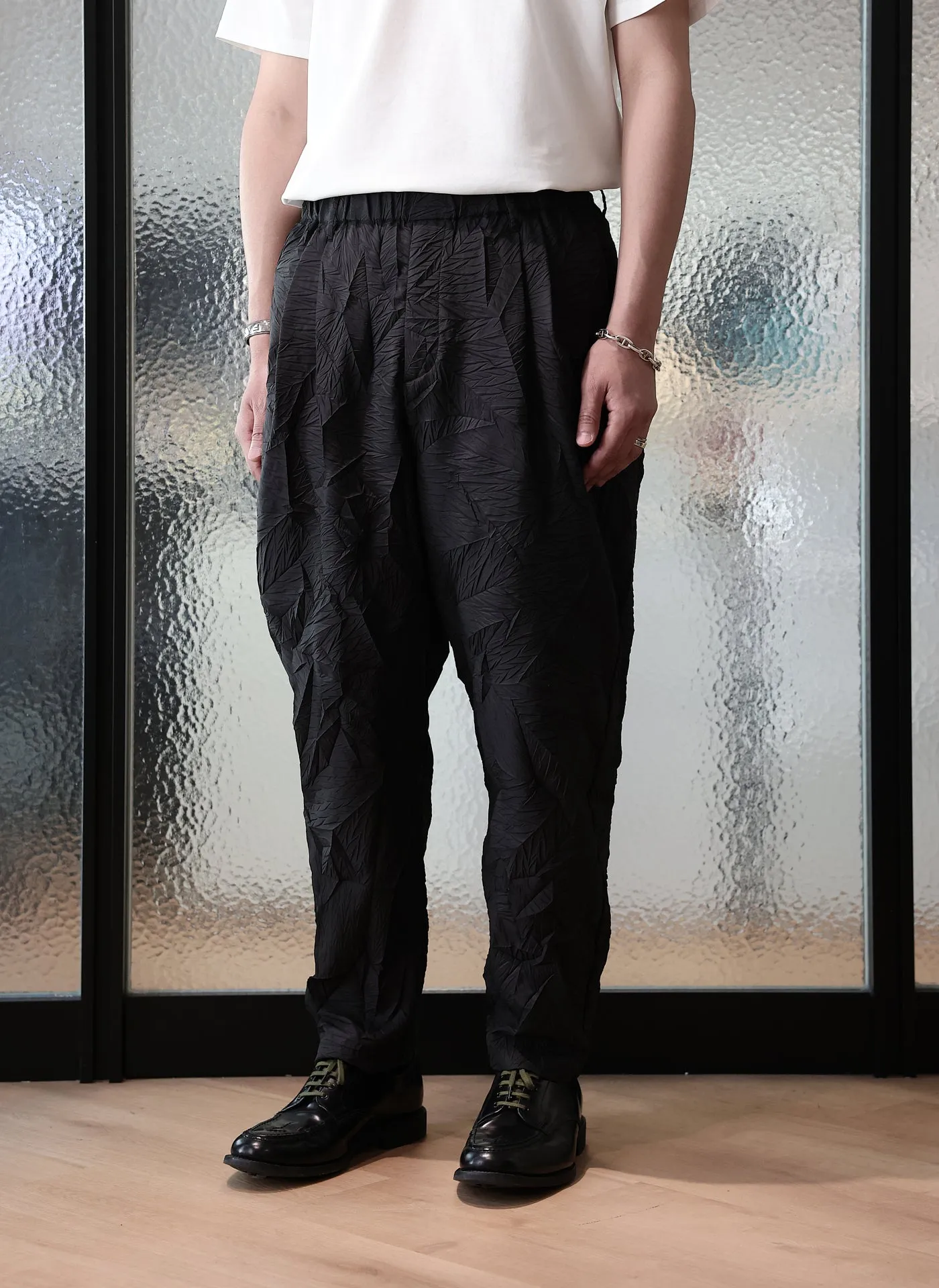 Distort Pleats Polyester Easy Pants