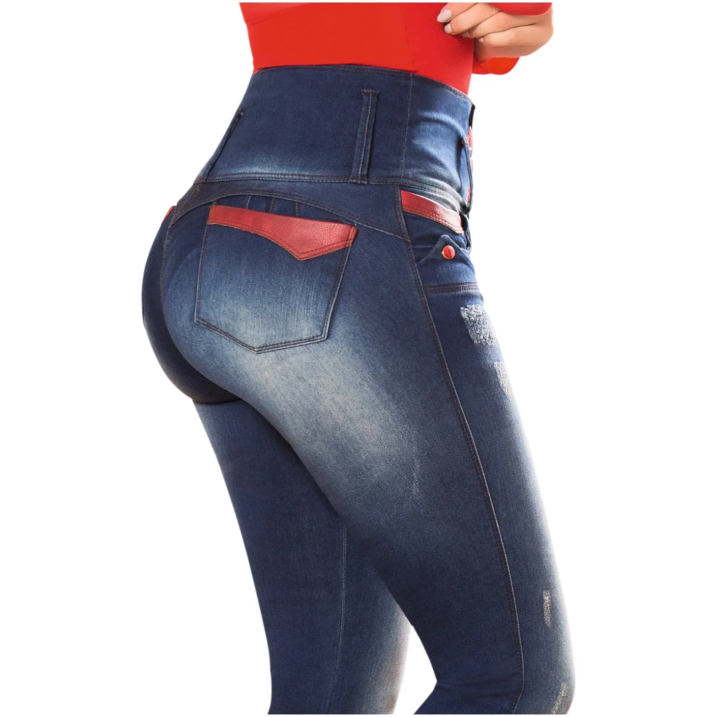 DRAXY 1342 Colombian Women's High Waisted Skinny Jeans