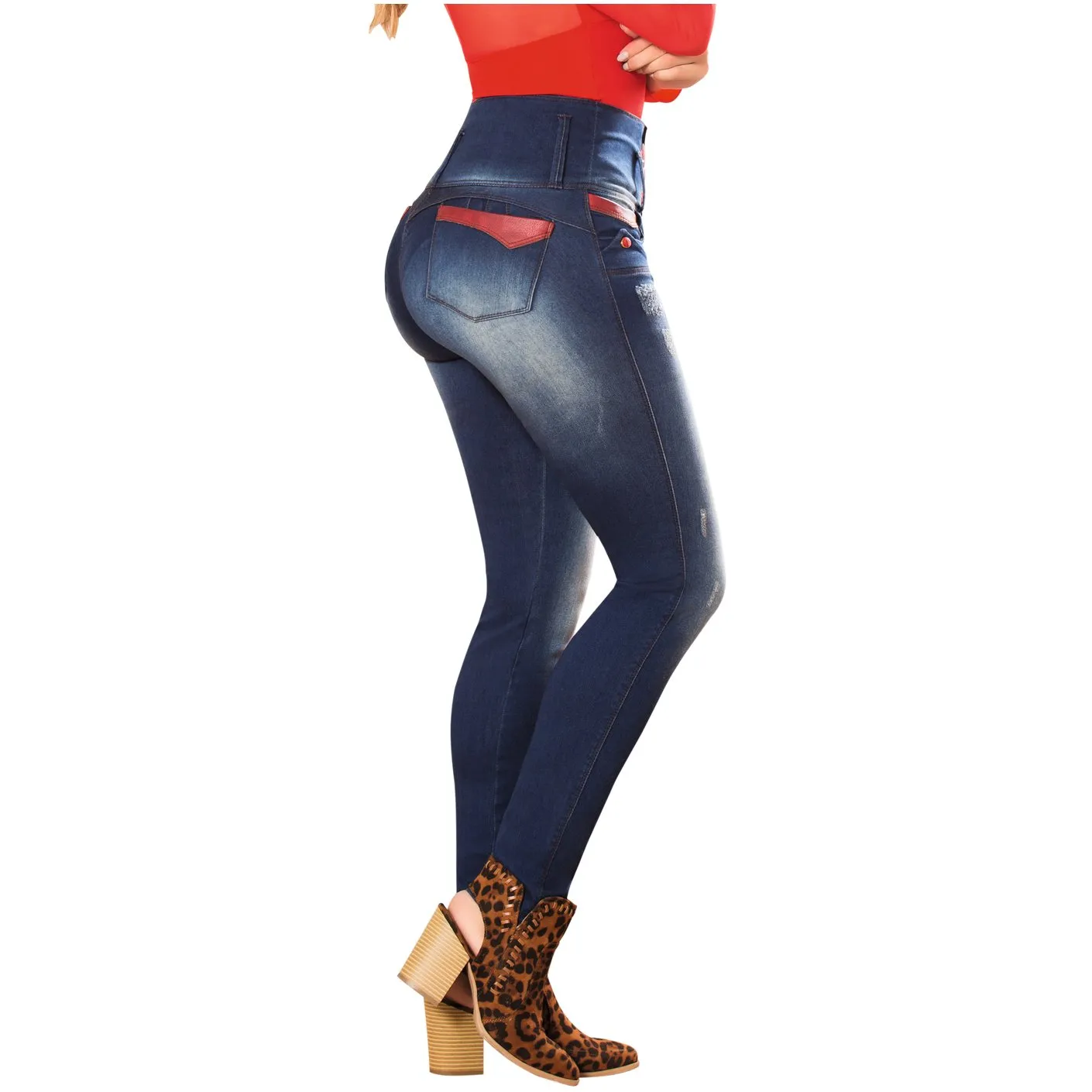 DRAXY 1342 Colombian Women's High Waisted Skinny Jeans