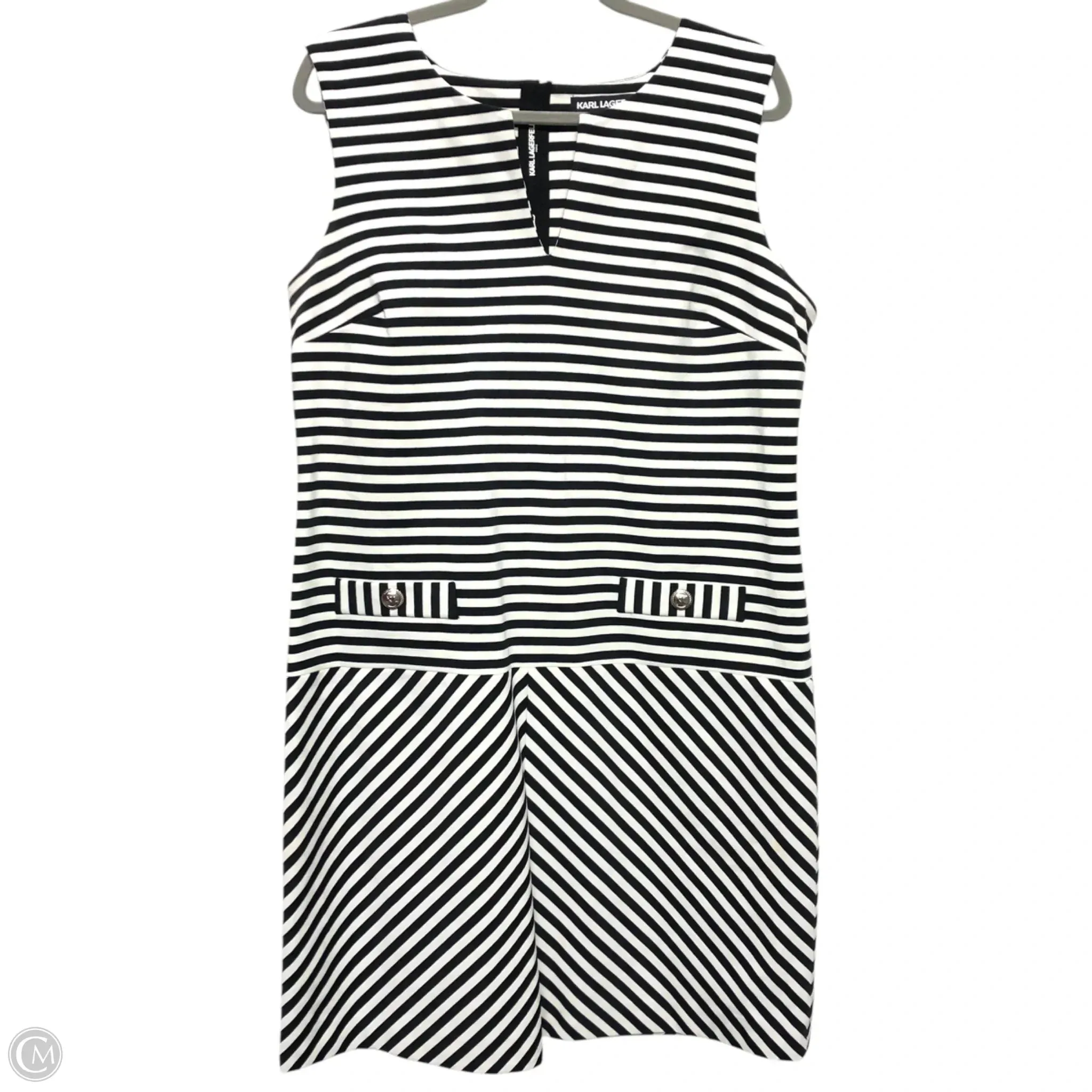 Dress Designer By Karl Lagerfeld In Black & White, Size: 14