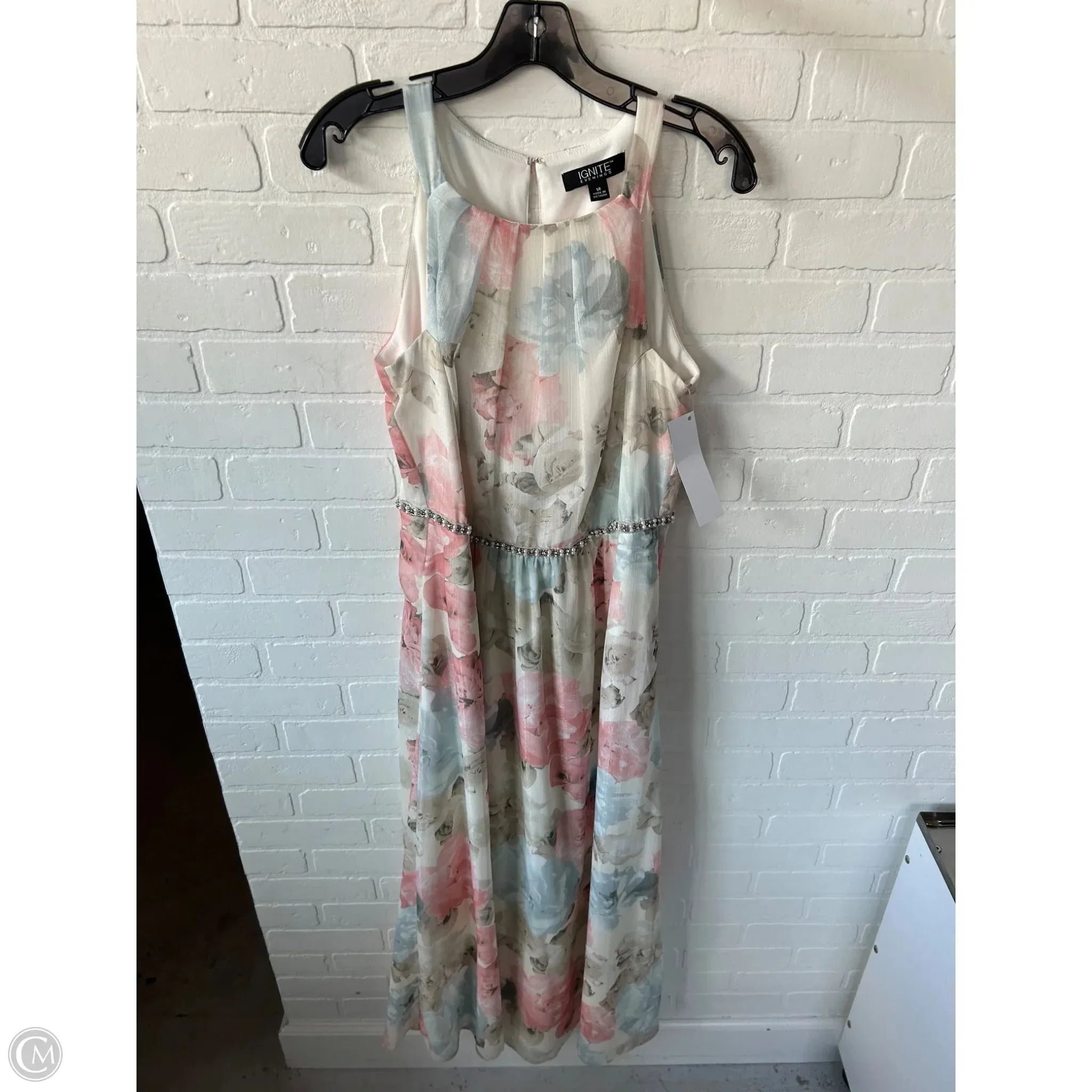 Dress Party Long By Clothes Mentor In Pink & Tan, Size: L