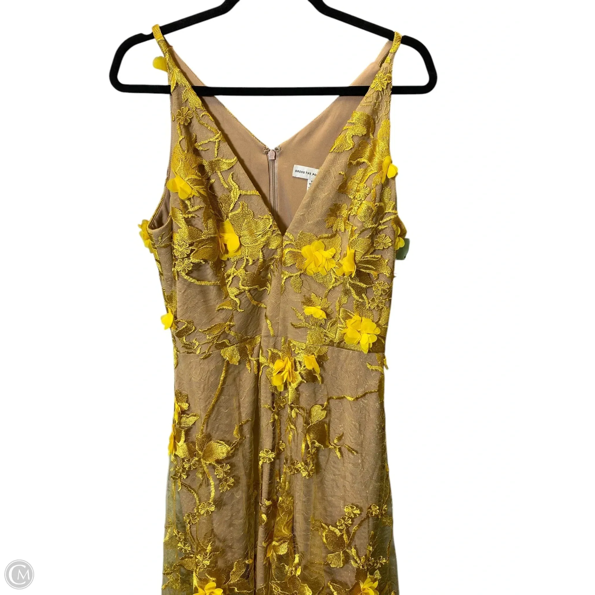 Dress Party Midi By Dress The Population In Yellow, Size: Xl