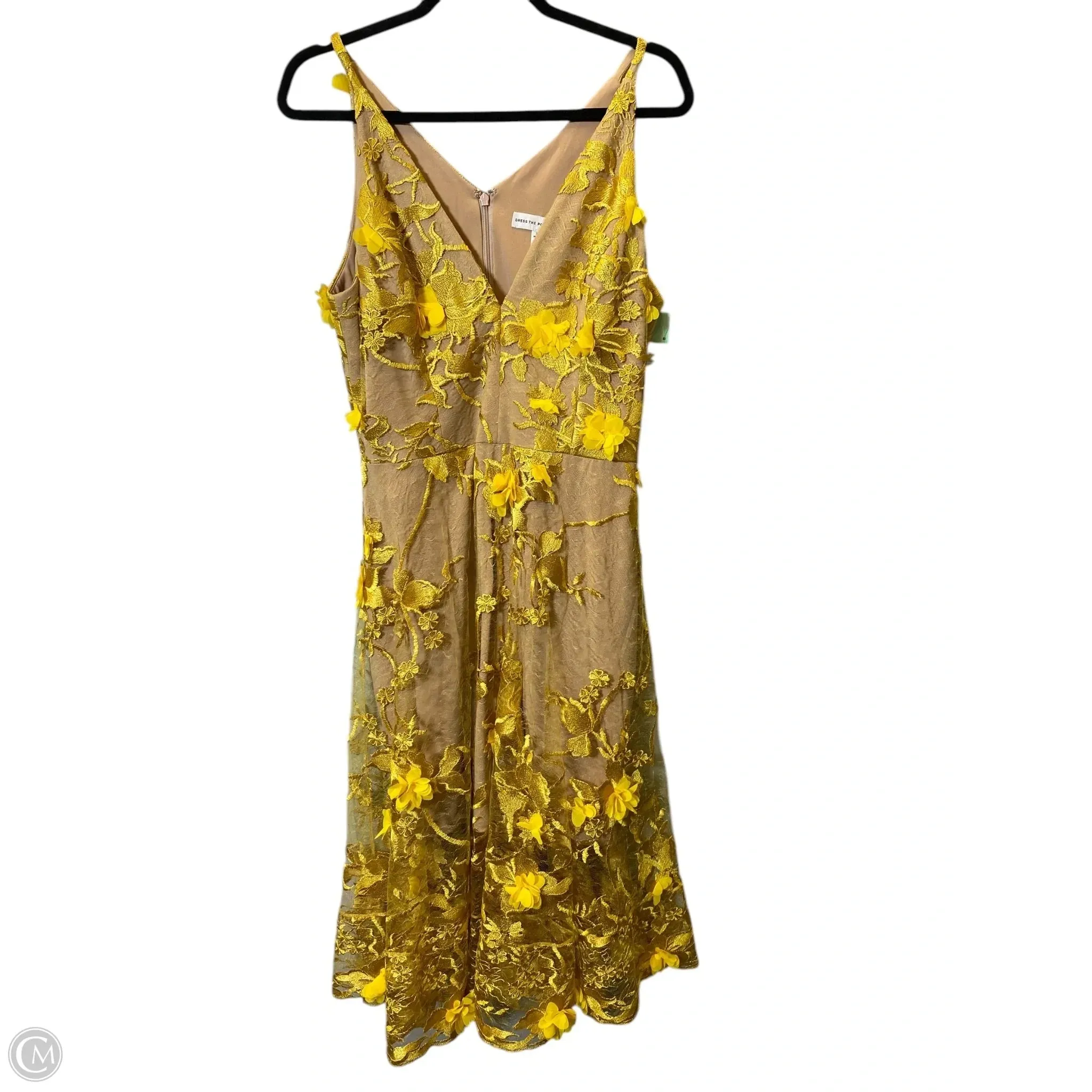 Dress Party Midi By Dress The Population In Yellow, Size: Xl