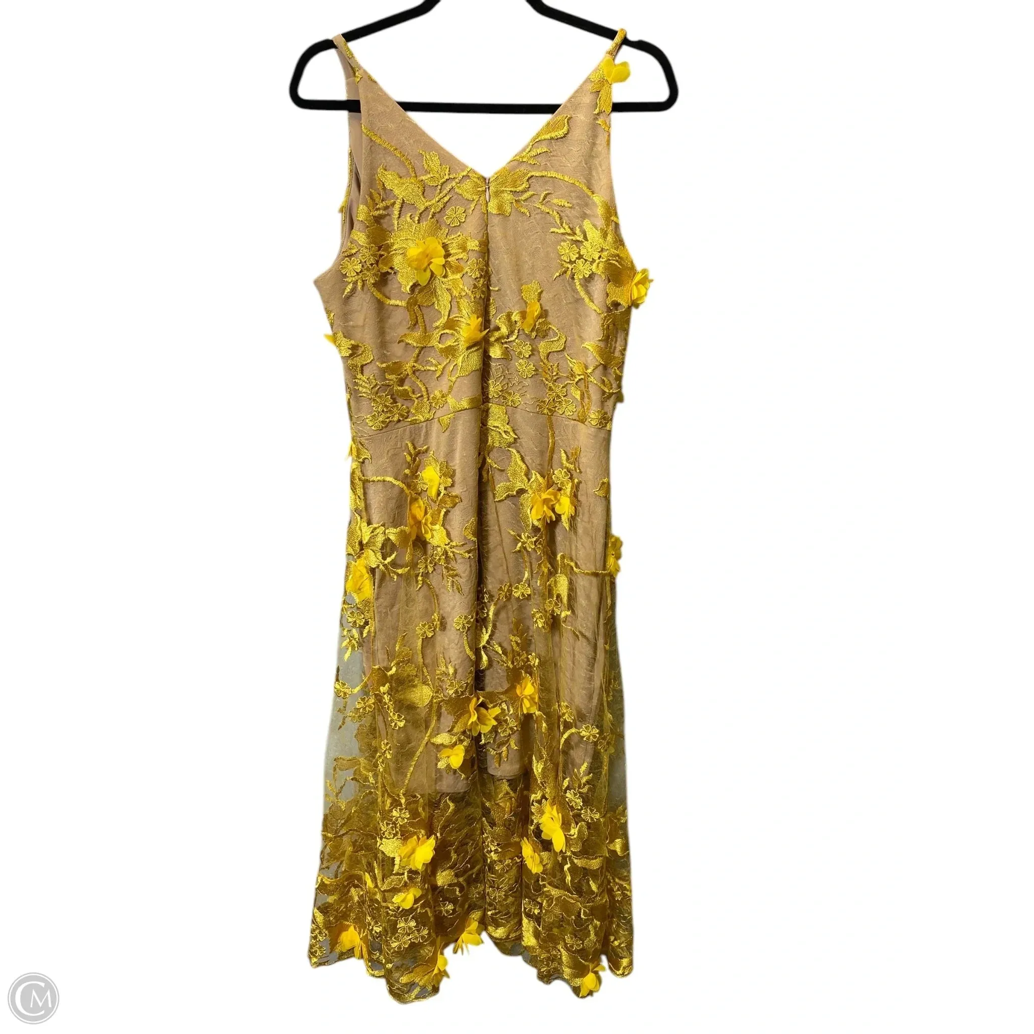 Dress Party Midi By Dress The Population In Yellow, Size: Xl