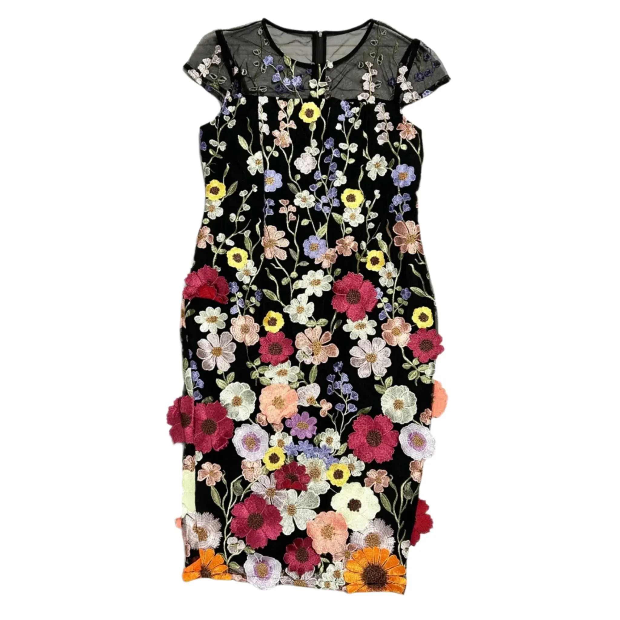 Dress Party Midi In Floral Print, Size: M