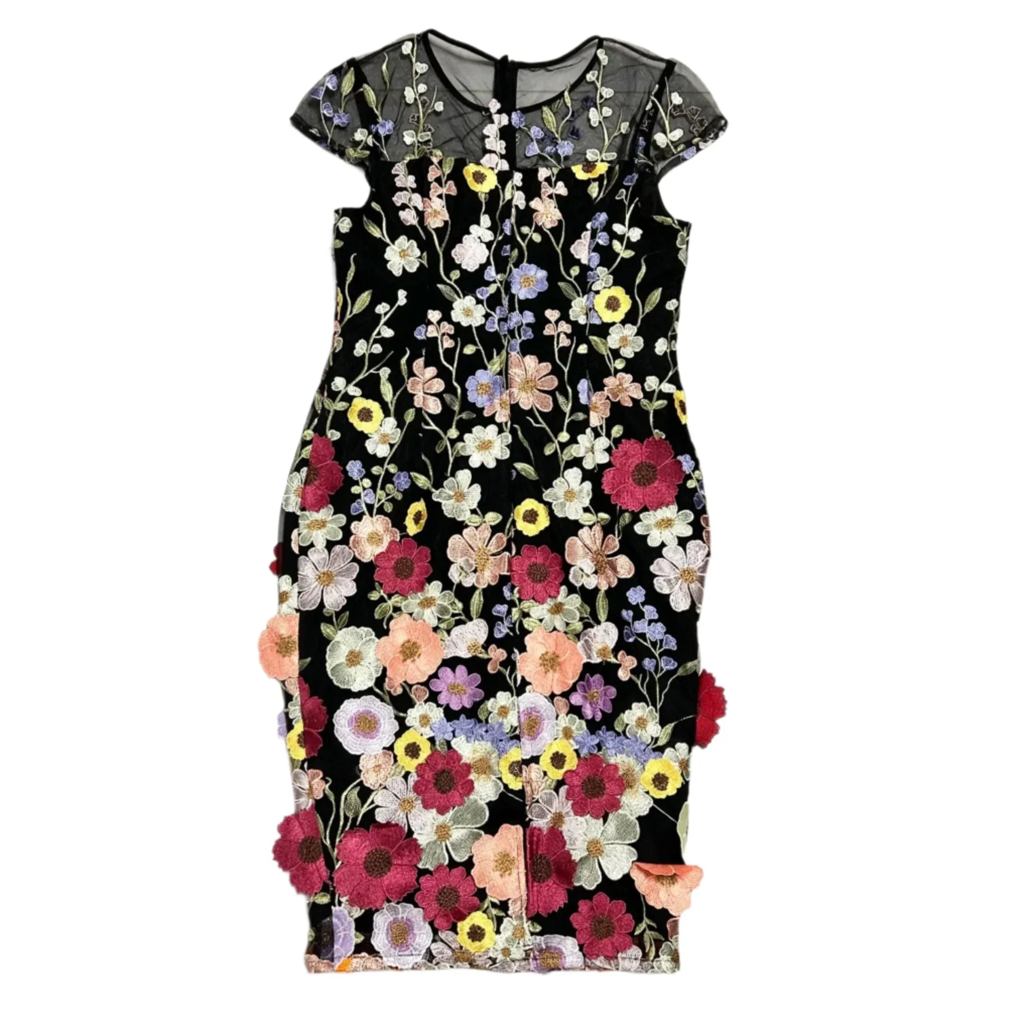 Dress Party Midi In Floral Print, Size: M