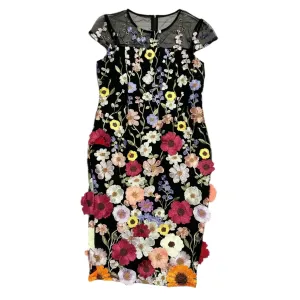 Dress Party Midi In Floral Print, Size: M