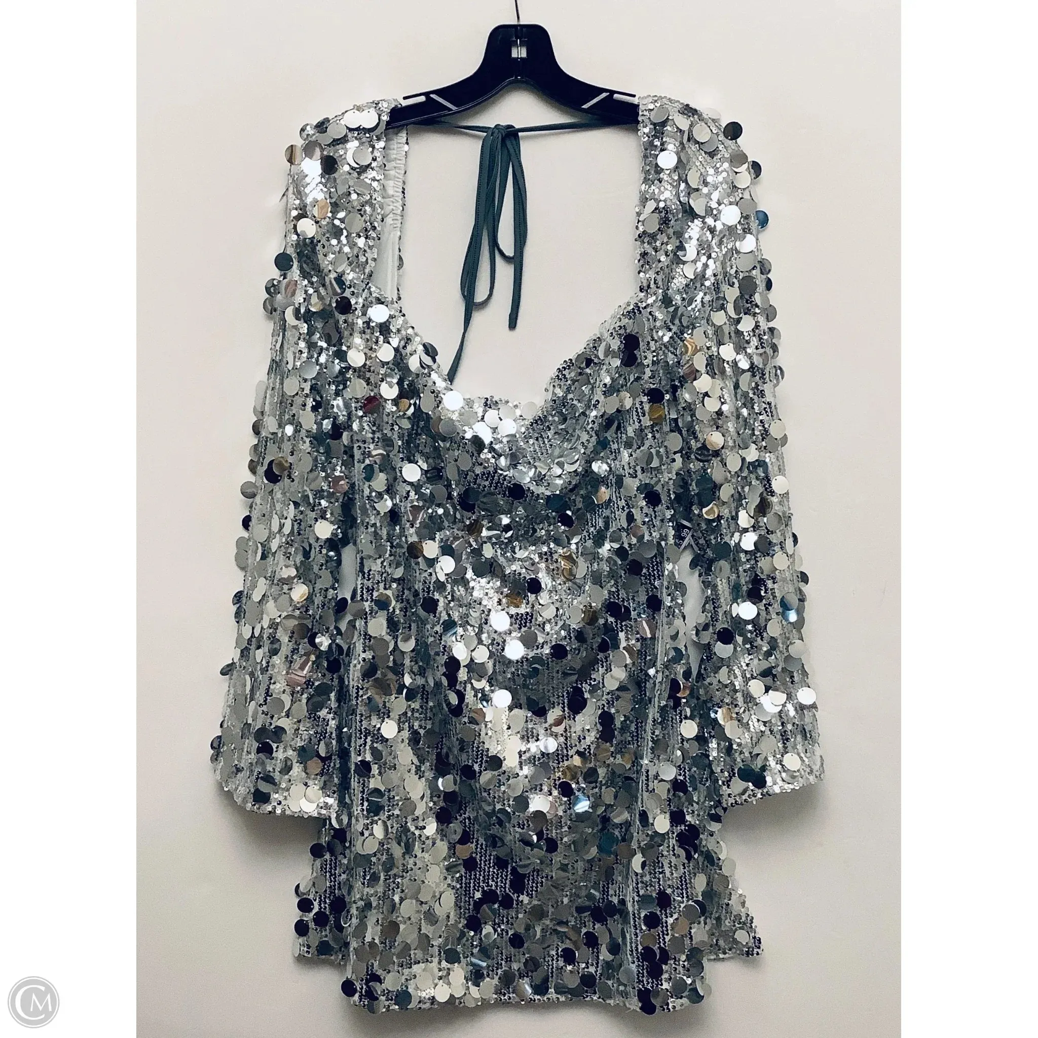 Dress Party Short By Clothes Mentor In Silver, Size: Xxl