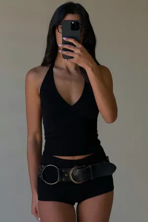 Dylan Knit Halter Top - Black