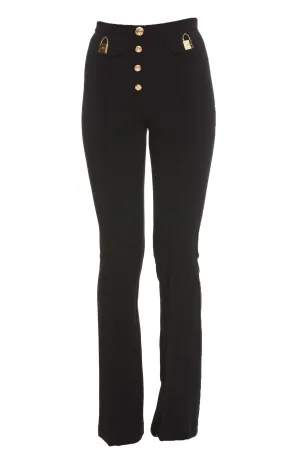 Elisabetta Franchi Button-Detailed High-Waisted Pants
