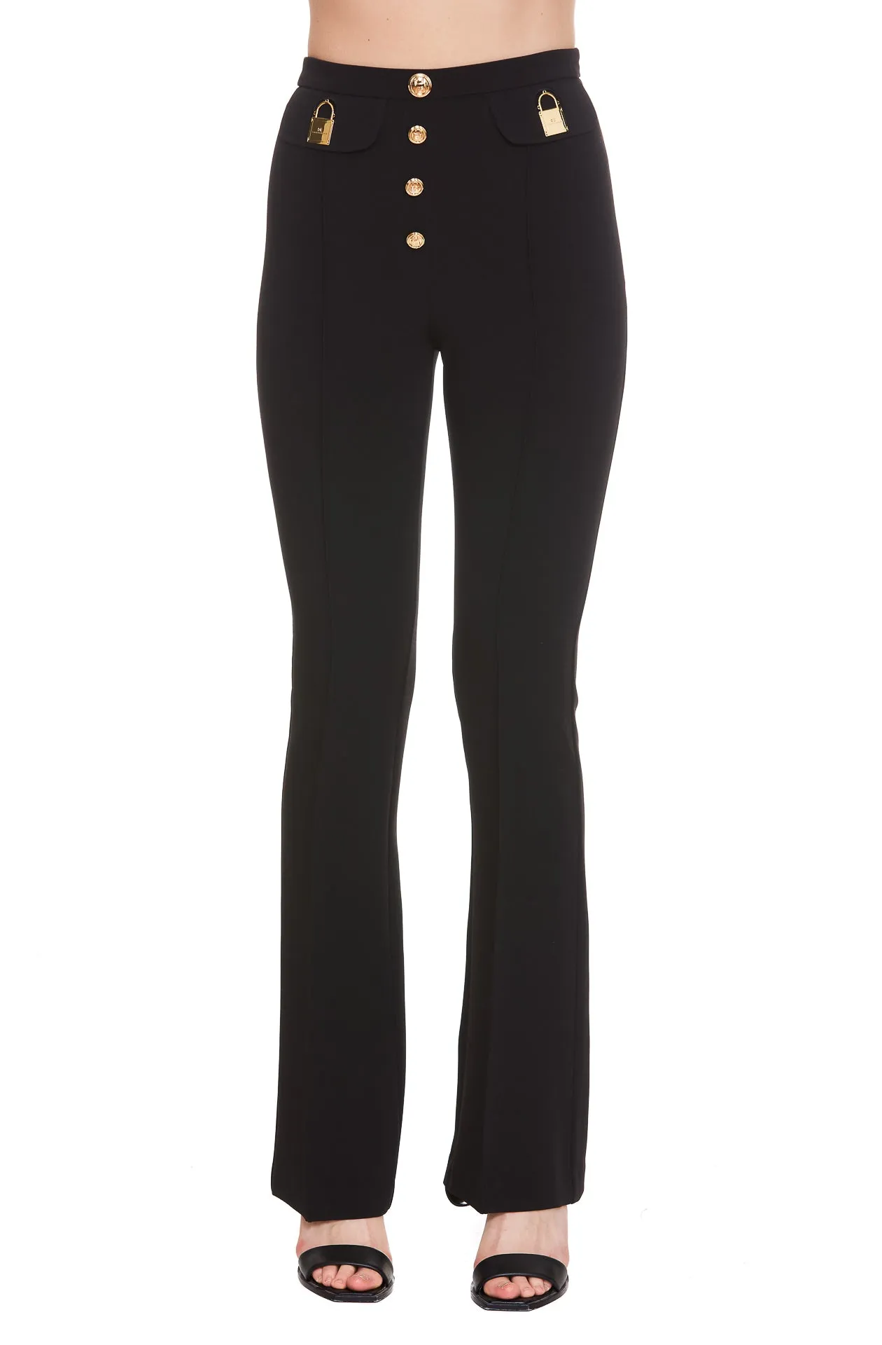 Elisabetta Franchi Button-Detailed High-Waisted Pants