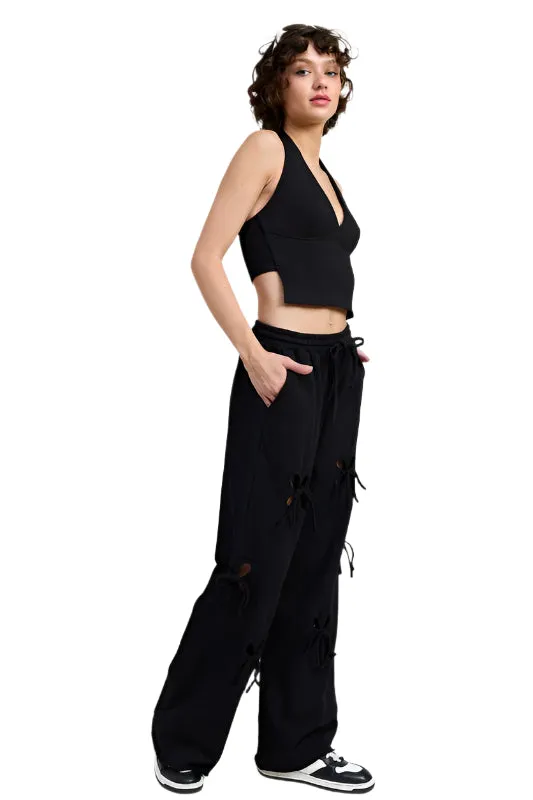 Emory Park FRENCH TERRY PANTS WITH CUTOUT DETAIL