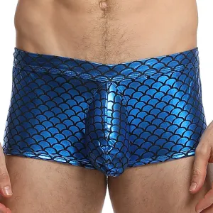 Fish Scale Men Bar Stage Nightclub Show Sexy Fabric Boxer Briefs