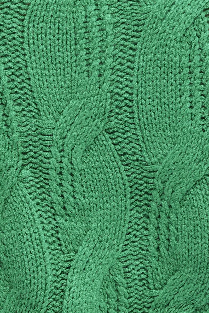 Green Cable Knit Jumper Long Sleeve