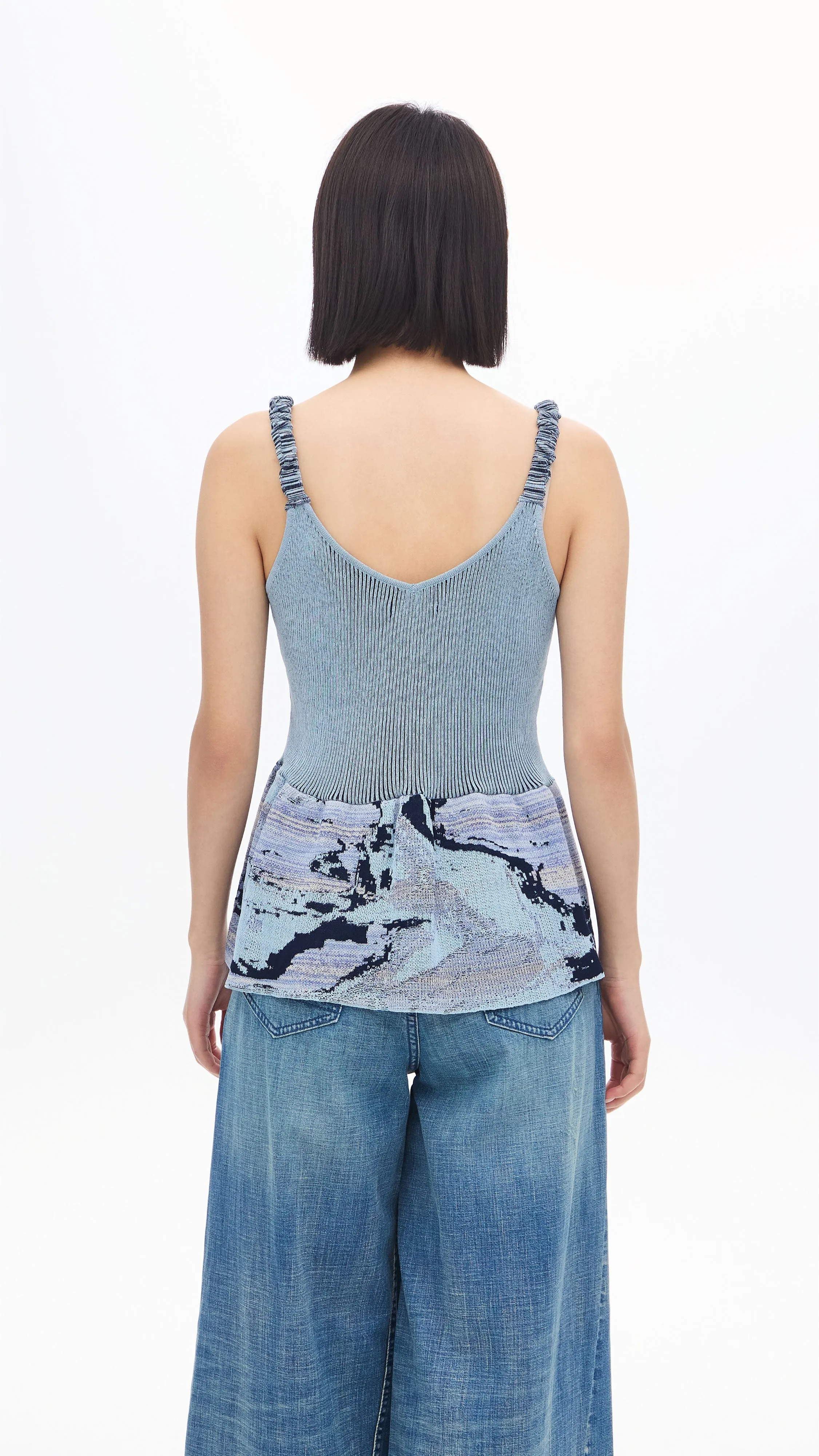 Jacquard Peplum Tank Top