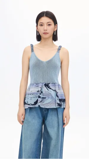 Jacquard Peplum Tank Top