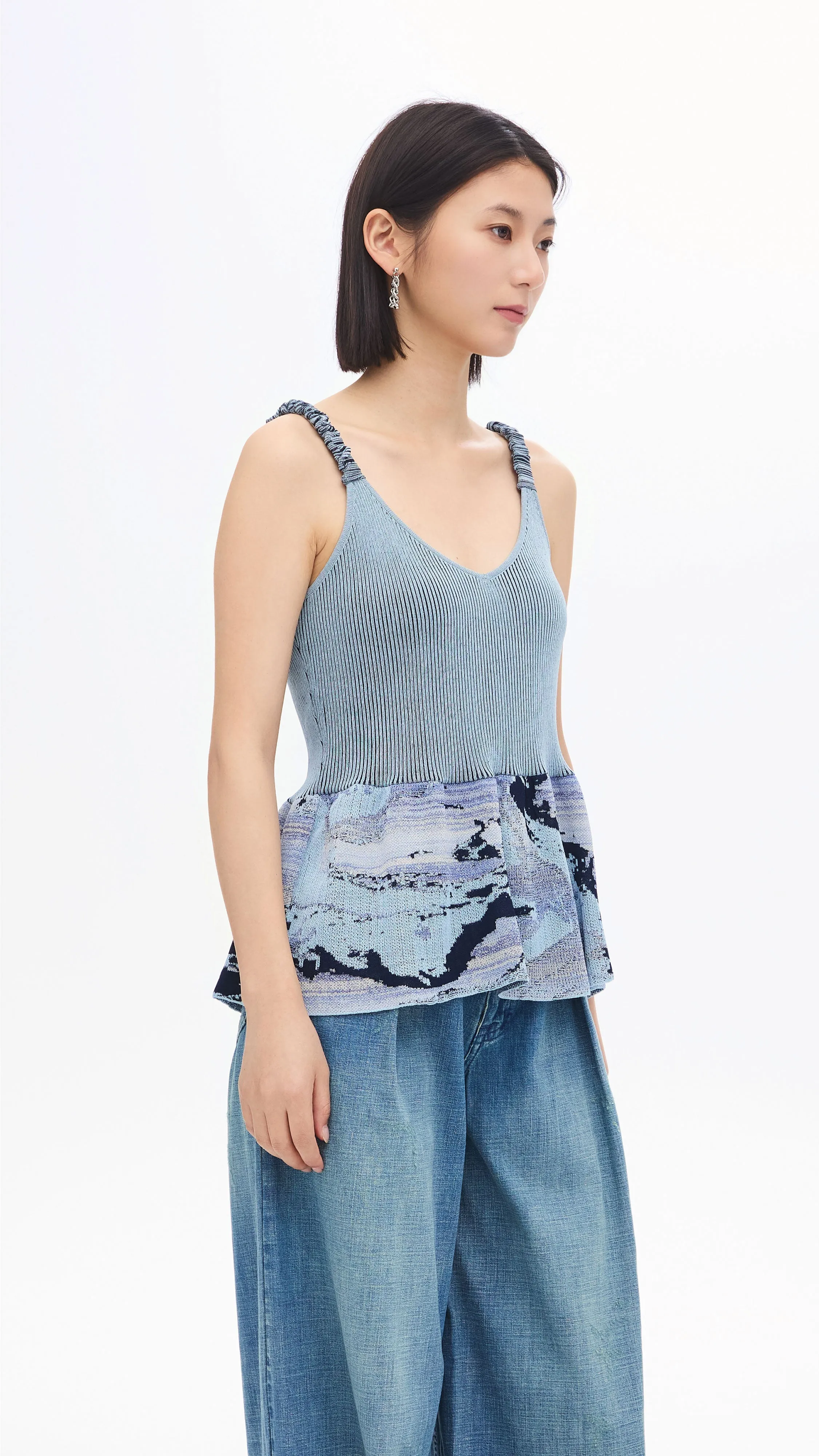 Jacquard Peplum Tank Top
