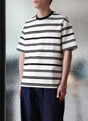 Jacquard Short Sleeves Border Top (Regular Fit)
