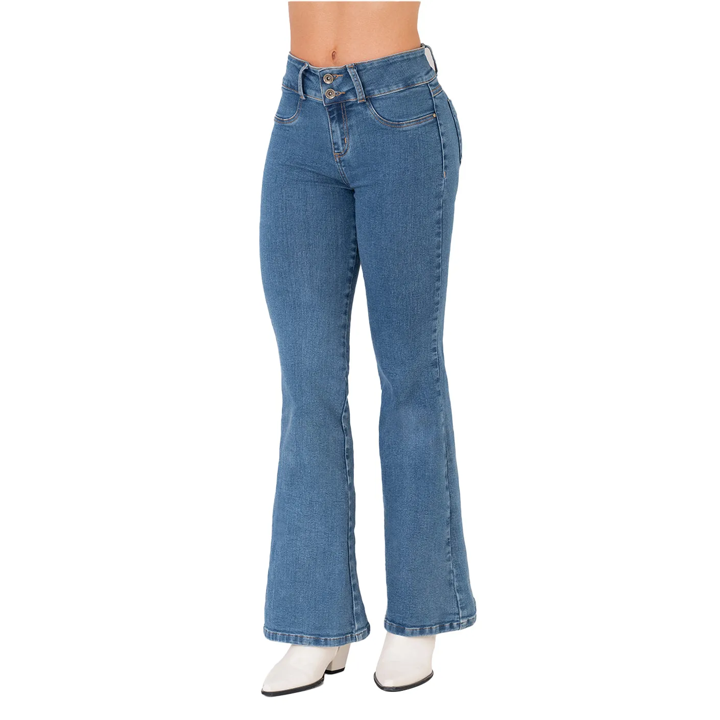 LOWLA 212357 | Regular Rise Butt Lift Flare Colombian Jeans with Removable Pads