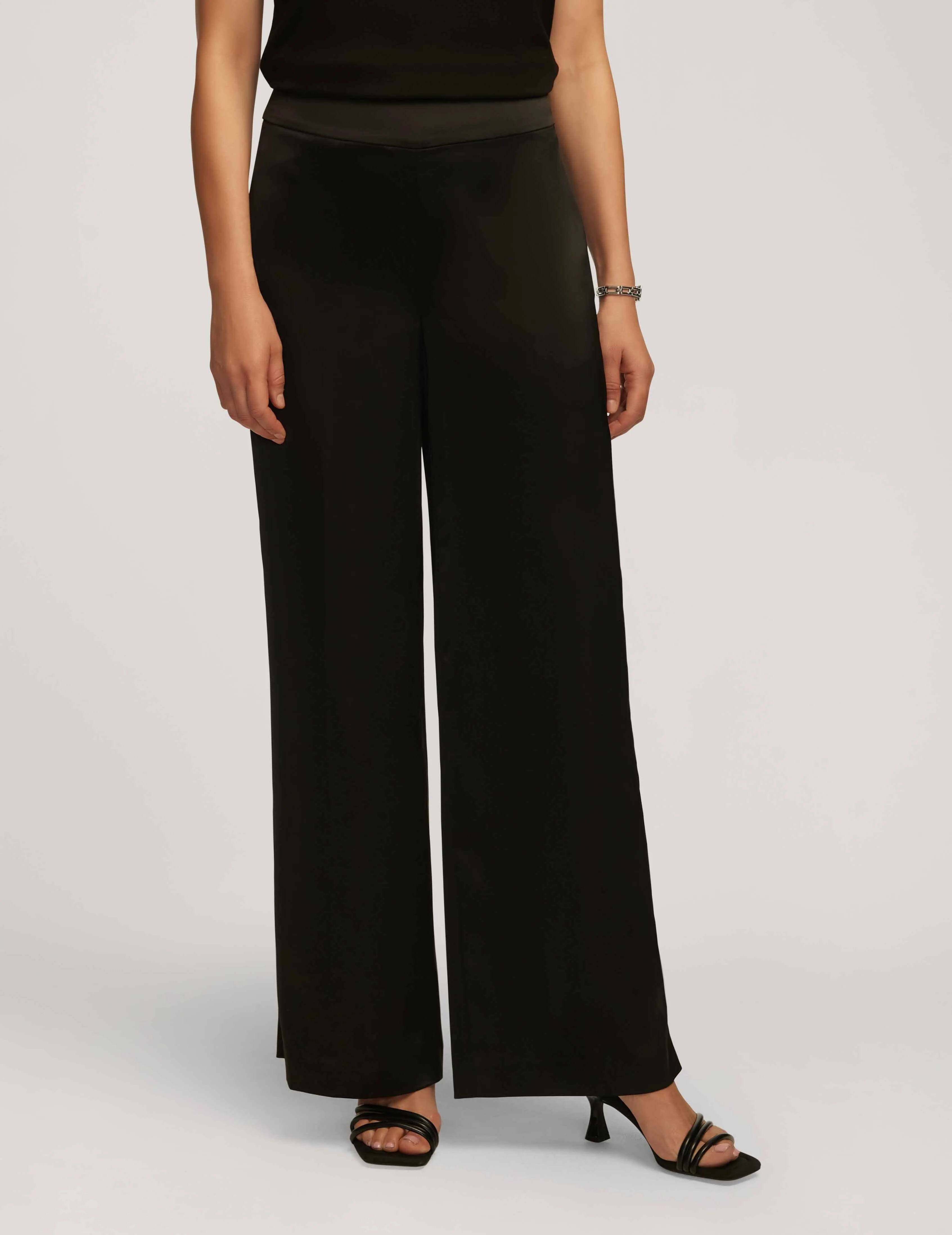 Montreal Satin High Rise Side Zip Wide Leg Pant- Sale